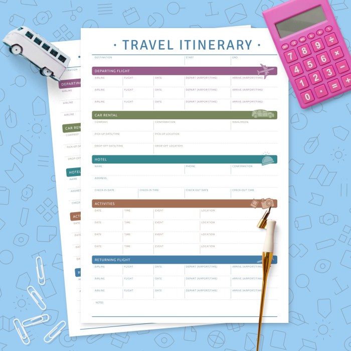 Travel itinerary template